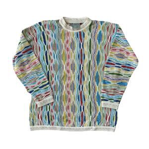 Coogi Australia Multicolored VTG Knit Pullover Pink Sweater Men’s Medium M EUC